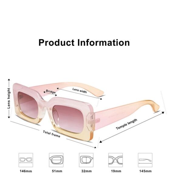 Gradient Pink Chunky Square Sunglasses - Picture 4 of 4